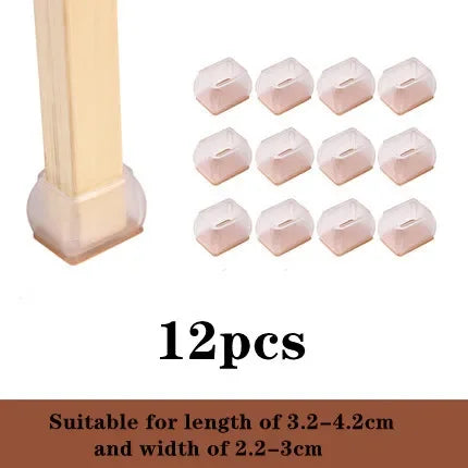 New 12Pcs Silicone Table Chair Leg Mat round square furniture Leg Caps Foot Protection Bottom Cover Pads Wood Floor Protector