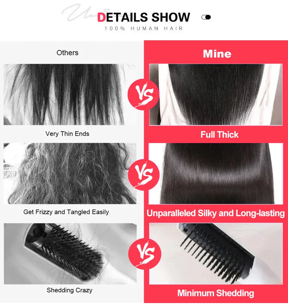 250 Density Straight 13x6 HD Black Lace Frontal Wigs 5x5 Glueless 30 40 Inch 13x4 Lace Front Human Hair Wig Bone Closure Wear Go