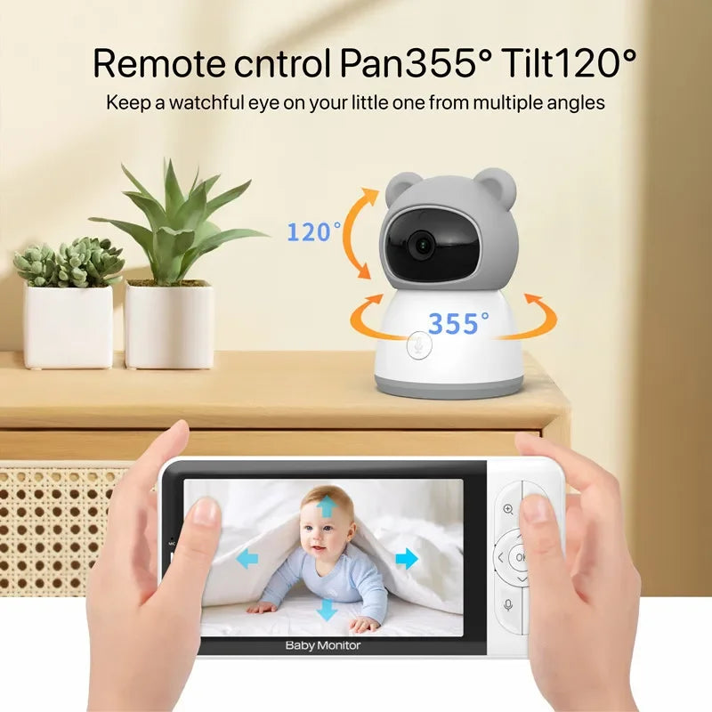 Tuya Smart Wireless Video Baby Monitors 5" 1080P Display Temperature Detection APP View Control Baby Nanny 2-Way Audio Baby Cam