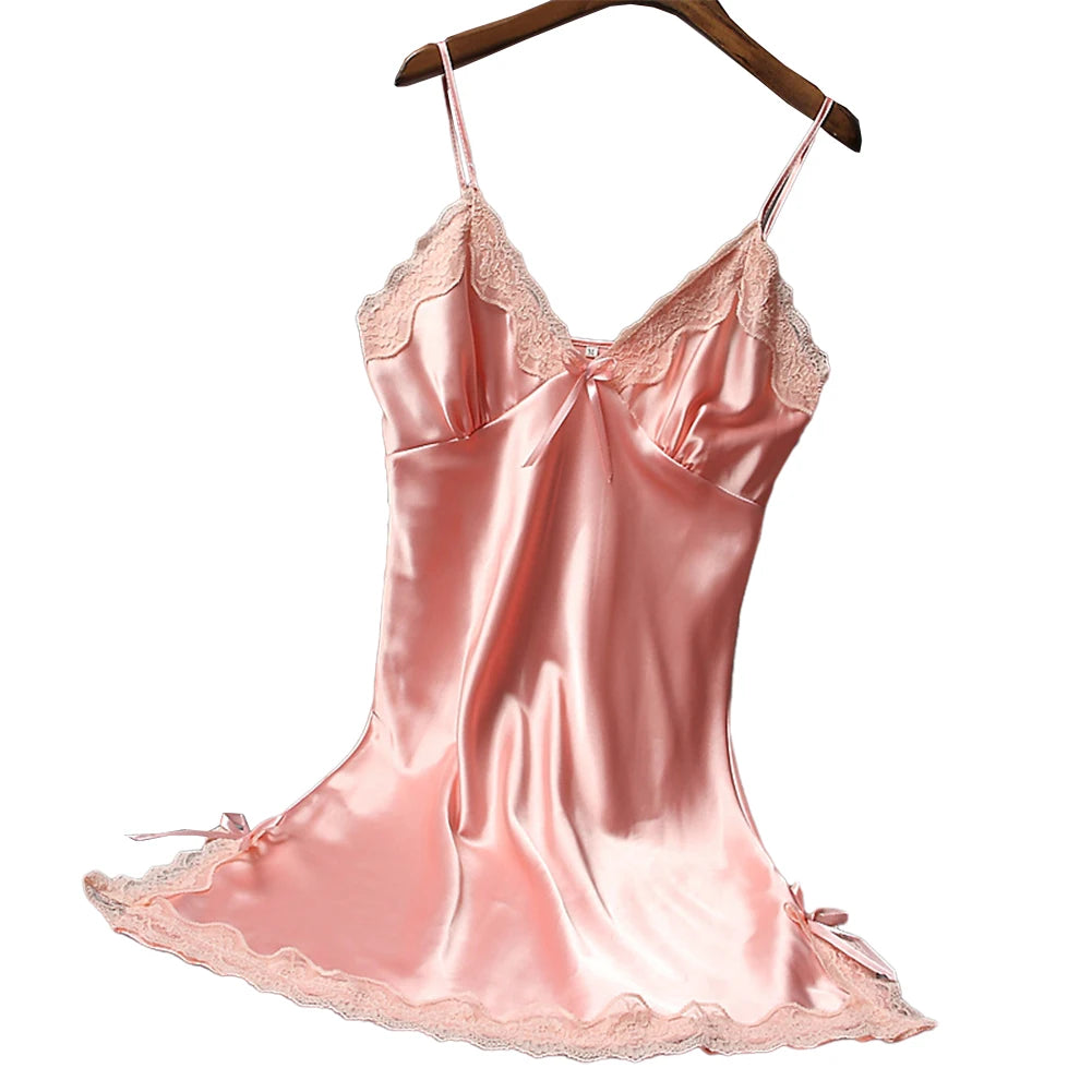 Women Sexy Satin Soft Nightdress Lace Lingerie Women Secret Clothes Sleepwear New Dress Ladies Wrap Dress Robe Sexy Underwear