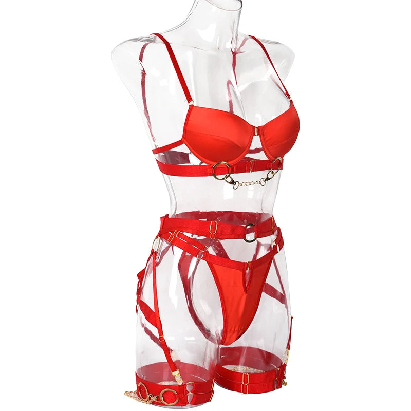 MUZISKAT Women's Luxury Designer Lingerie Sets Exotic with Chain Lingerie Brand Women's Pretty Sexy Lingerie