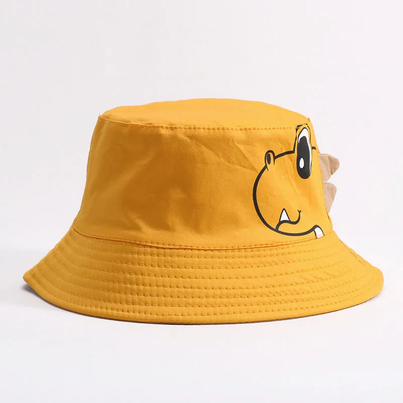 Cartoon Dinosaur Bucket Hat For Baby Sunshade Fisherman Hats 1-3Year Girl Boy Kids Sun Protection Basin Cap Cute Children Visors