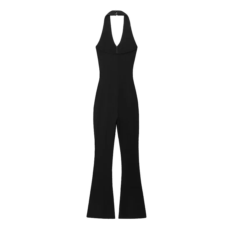 MUJER 2025 Long Jumpsuit Woman Flared Fitness Jumpsuits for Women Black Summer Woman Jumpsuit Sexy Sleeveless Backless Overalls