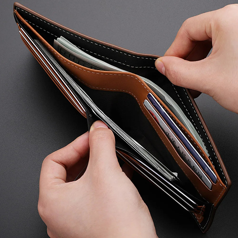 Men's Short PU Leather Wallet, Multi-slot Credit Card Holder Men's Wallet, Casual Wallet for Men
