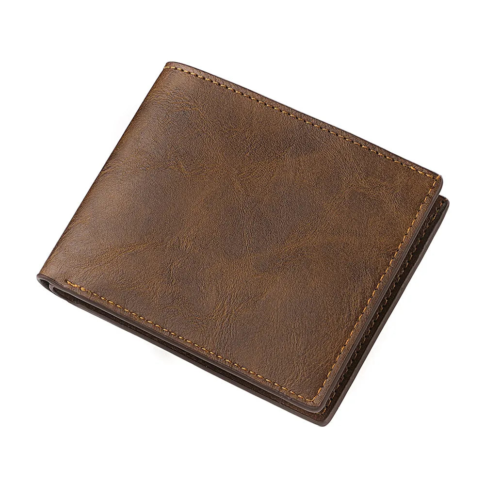 New Man PU Leather Wallet Business Card Holder Thin Business Credit Card Ldentity Holder Vintage Protection Bag Coin Wallet