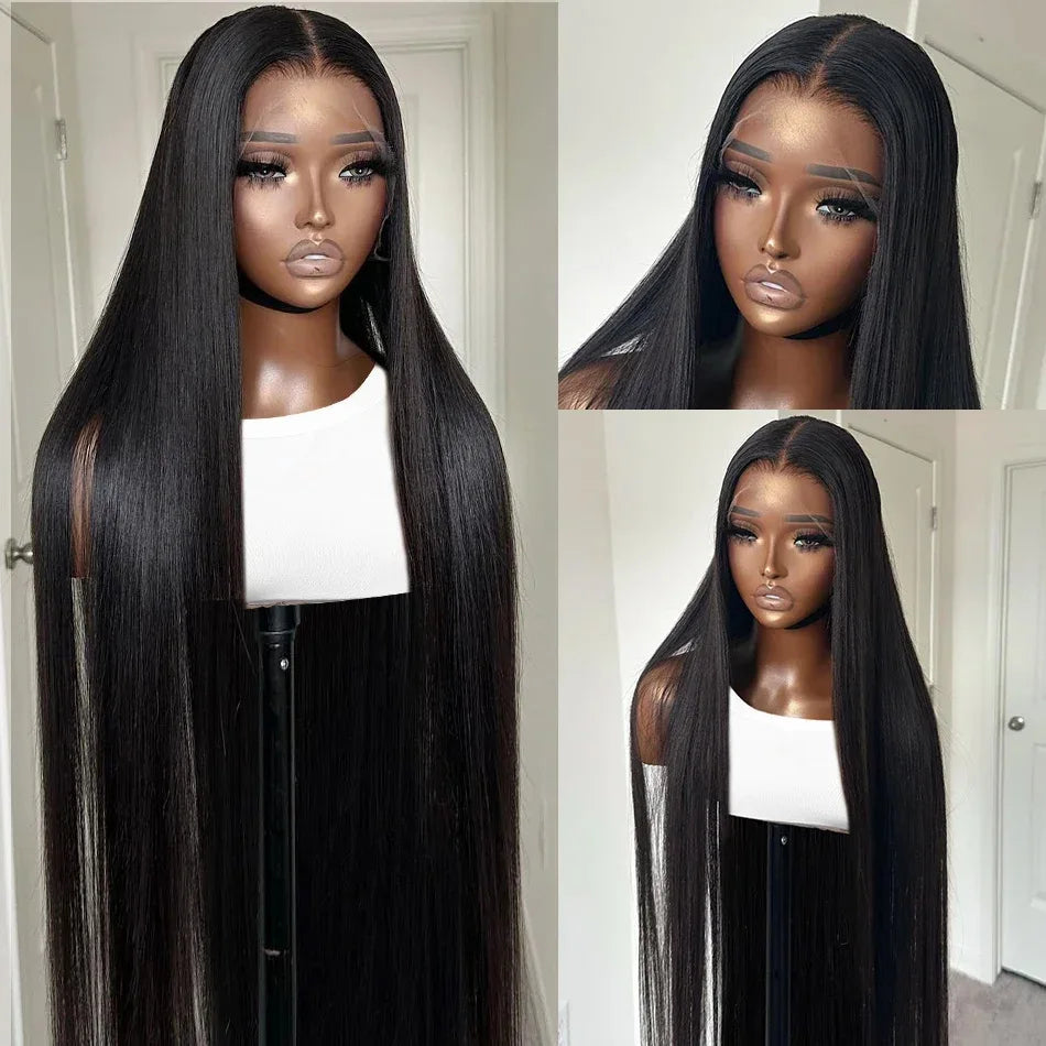 250 Density Straight 13x6 HD Black Lace Frontal Wigs 5x5 Glueless 30 40 Inch 13x4 Lace Front Human Hair Wig Bone Closure Wear Go