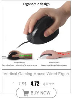 CHYI Vertical Wireless Mouse USB 2.4G Optical Gaming Mice Comfortable Ergonomic Wrist-care Charging Mause Wired Mouse For Laptop
