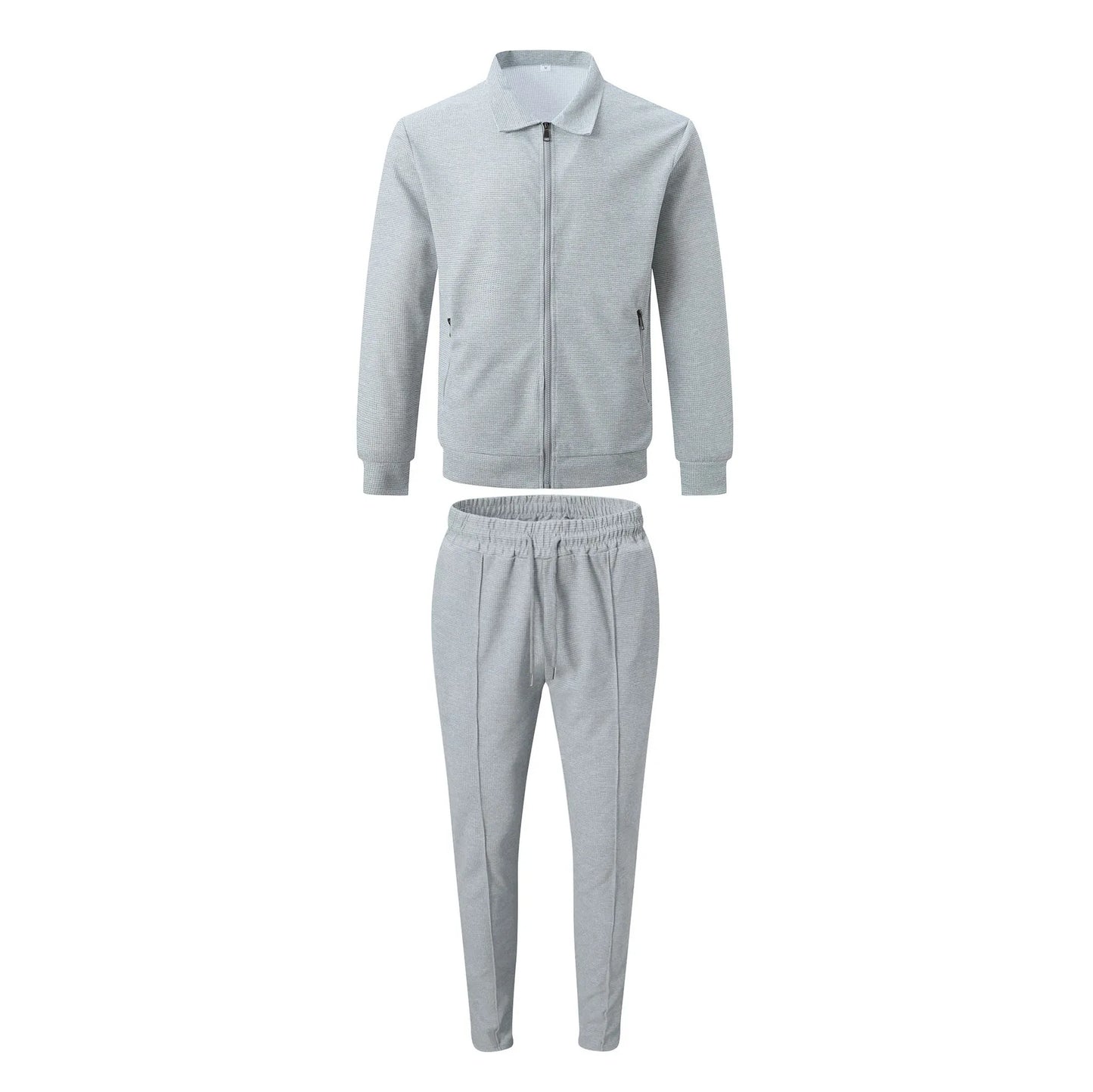 Aliexpress Amazon Cross-border Spring/Autumn 2023 Zipper Pocket lapel Trendy Jacket + Trousers Men's sportswear Streetwear Set
