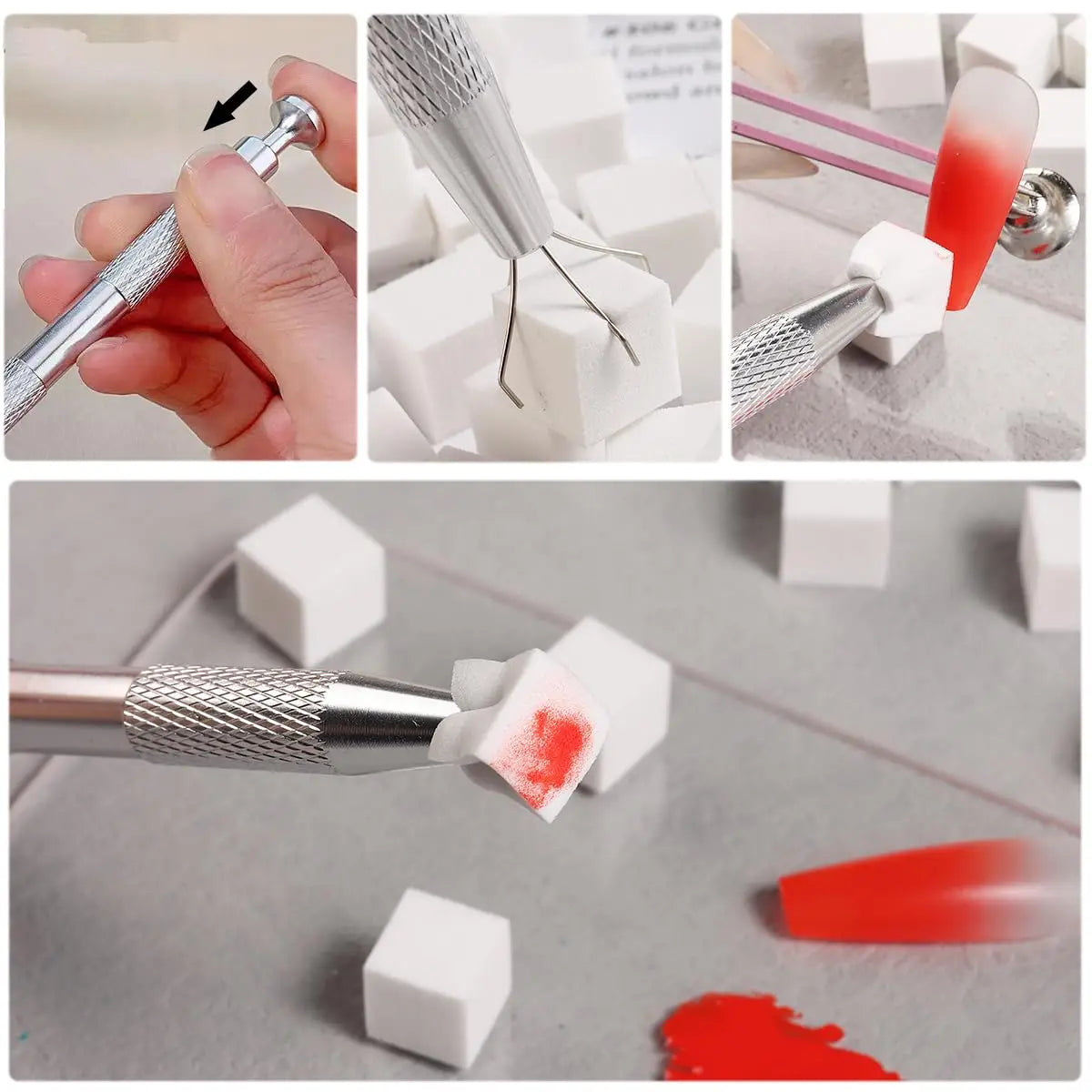 50Pcs Square Nail Art Sponges + Grab Pen Set Gradient Nail Brushes Gel Polish Design Nail Sponge Grab Pen Manicure Supplies