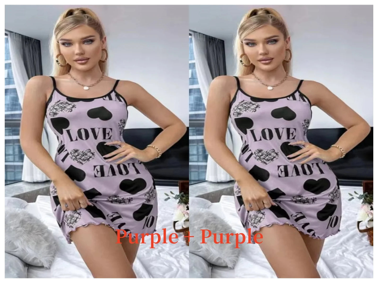 Summer New Women's Nightgown Beauty Back Thin Section Of Home Wear Sexy Halter Short Skirt Love Cartoon Cute Printing Pajamas