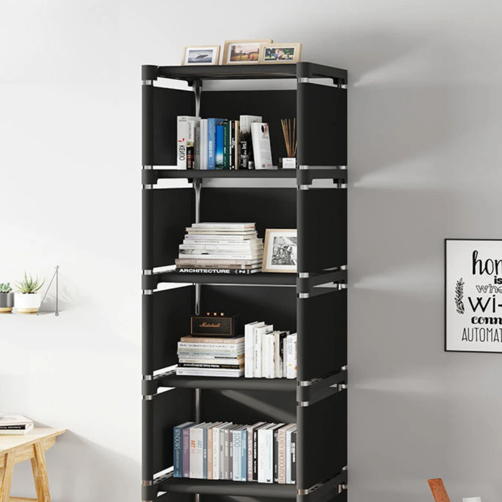 Simple Bookshelf Multi Layer Easy Assembly Diy Wardrobe Bookshelf  Plastic Square Storage Rack Living Room Study Room Bedroom