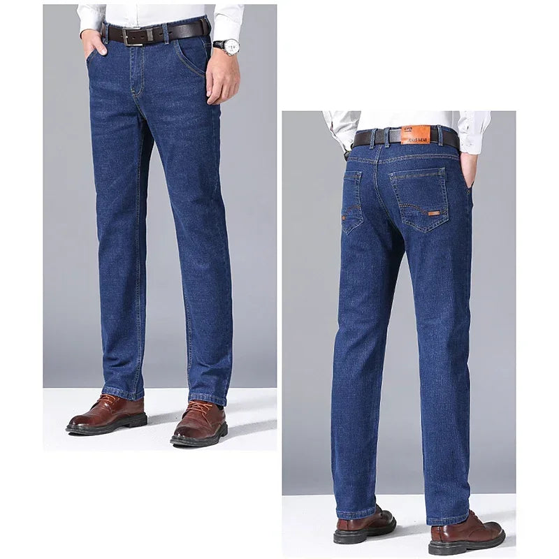 Fashion Men Jeans Stretch Straight Leg Casual Slim Fit Denim Pants Male Brand Luxury Design Business Classic Trousers Large Size