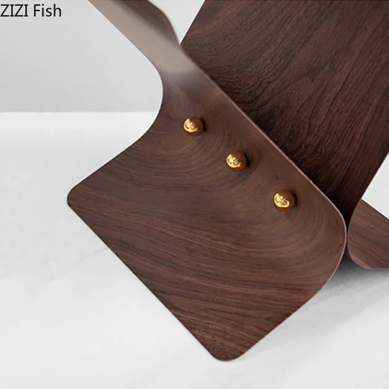 Walnut Wood Grain Metal Bookshelf File Book Organizer Shelves X-shape Magazine Racks Book Holder Metal Rack Room Aesthetic Decor