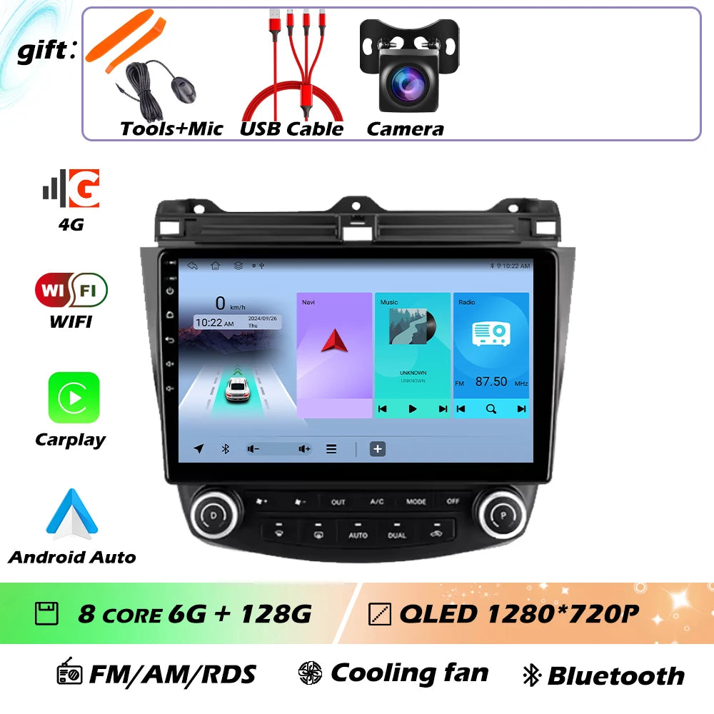 Android OS For Honda Accord 7 CM UC CL 2004 - 2007 Car Radio Navigation 4G WIFI BT No 2 Din DVD GPS CPU Multimedia Player