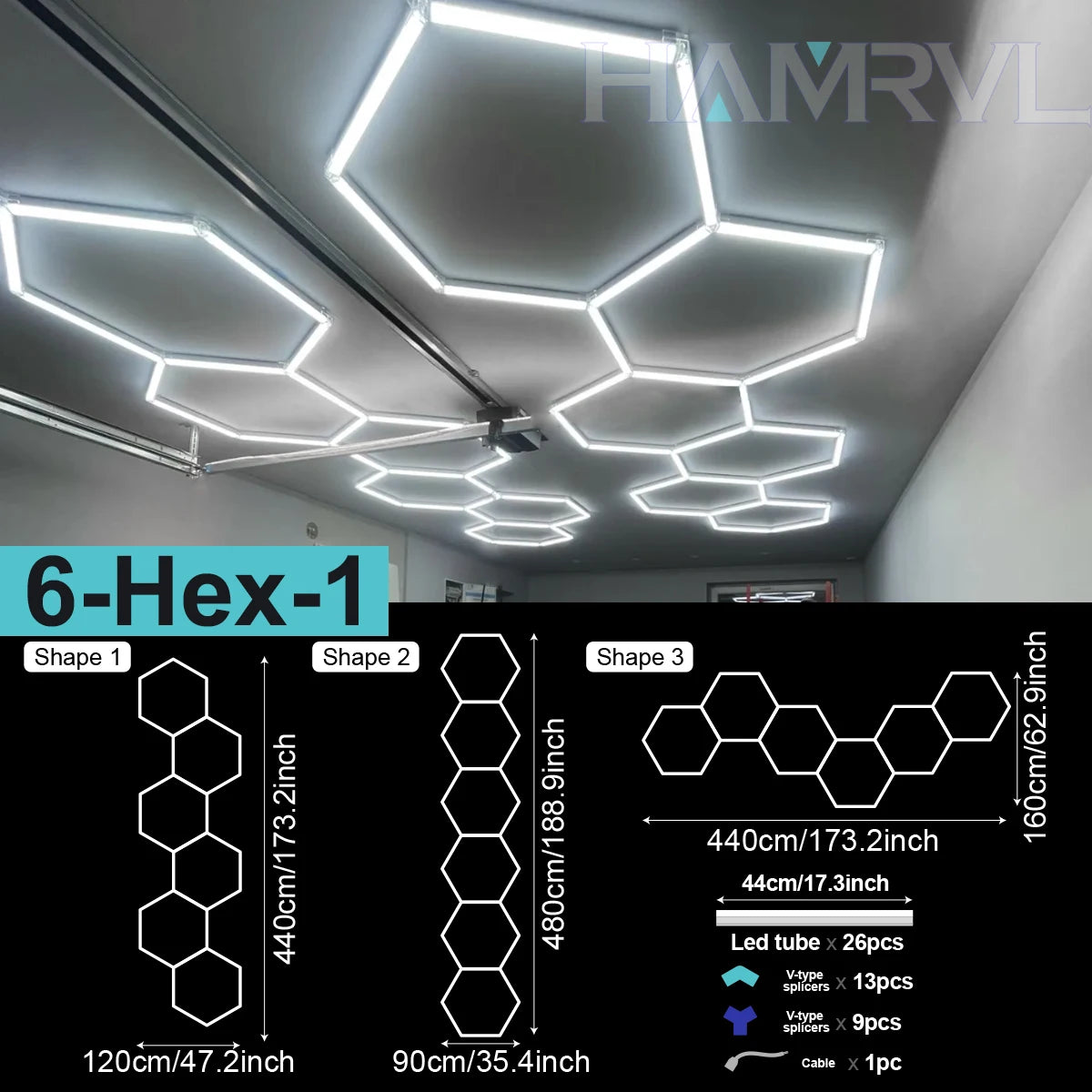 LED Hexagon Connector Cable DIY for Honeycomb Lamp AC110V-240V Barbershop Esports Workshop Garage 4S Car surface Lighting