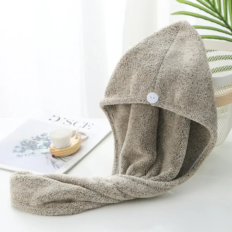 Bamboo Charcoal Fiber Hair Towels Bath Head Turban Wrap Quick Dry Anti-Frizz Hair Towels For Drying Hair Women Girls Bathroom