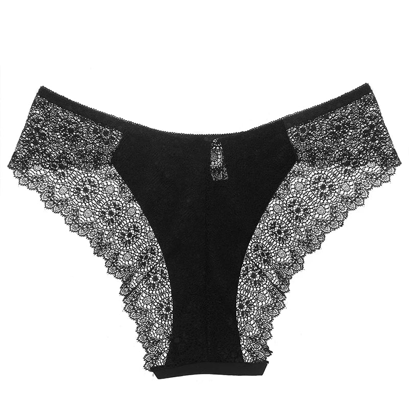 TrowBridge 3PCS/Set Sweet Women's Panties Silk Satin Underwear Lace Sexy Lingerie Girls Breathable Briefs Soft Comfortable Panty