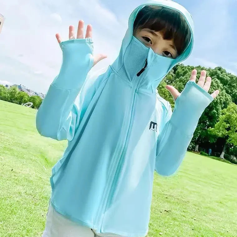 Children's Sun Protection Clothing Outdoor Ice Silk Sun Protection Jacket UV Resistant Summer Outdoor Play Sun Protection Jacket