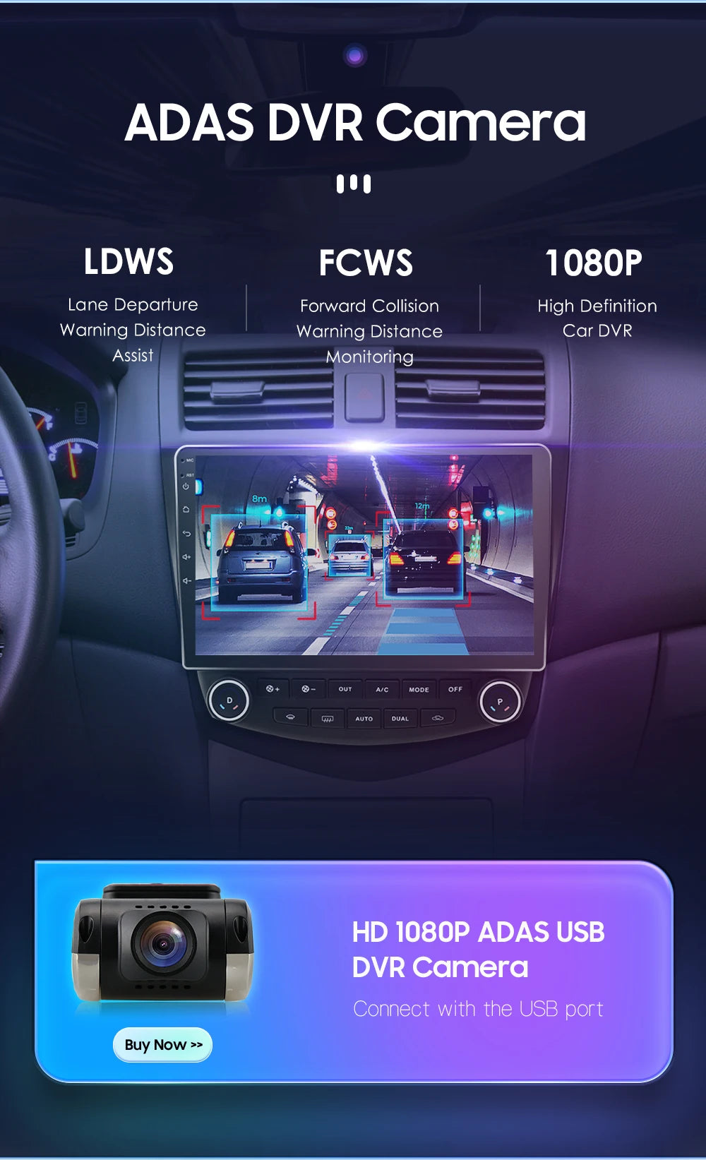 Hzipo AI Voice 10.1" Radio For Honda ACCORD 7 2003 2004 2005 2006 2007 2din Android Auto Carplay 4G Car Multimedia GPS Autoradio
