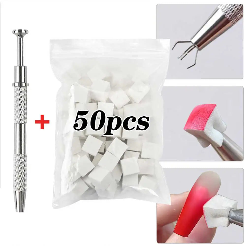 50Pcs Square Nail Art Sponges + Grab Pen Set Gradient Nail Brushes Gel Polish Design Nail Sponge Grab Pen Manicure Supplies