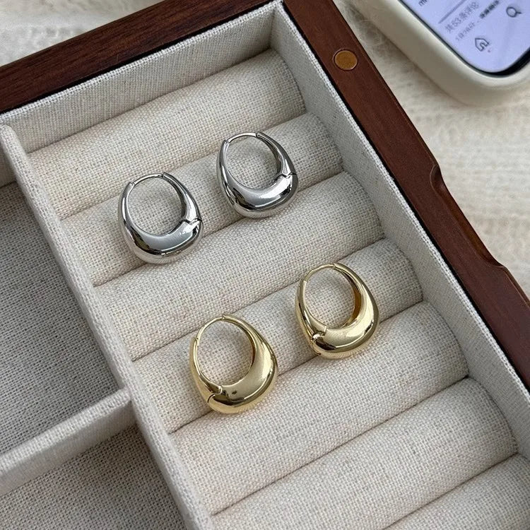 925 Sterling Silver Vintage Round Earrings For Women Trendy Metal Hoop Earring Jewelry Prevent Allergy Party Accessories Gifts