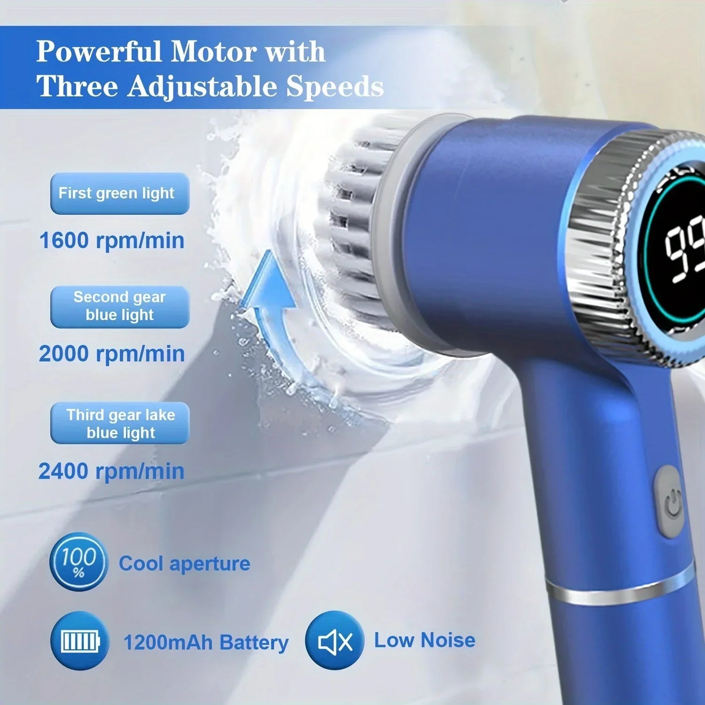 Xiaomi 5-in-1 Electric Cleaning Brush USB Rechargeable LED Display Portable Multifunctional Scrubber for Kitchen Bathroom Toilet