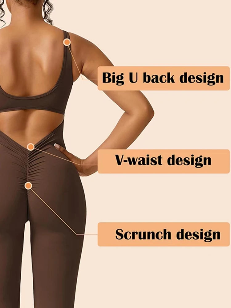 2025 Summer New Women's Slim Hip Lift Backless Bodysuit Sexy Hottie Pullover Bodysuit Sports Yoga Wear