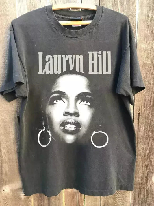 Lauryn Hill Album 90s Lauryn Hill T-Shirt Gift Summer New Men's and Women's Vintage Cotton Top