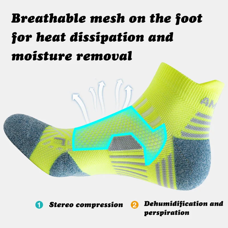 2023 Professional Marathon Running Sock Men Women Sports Fitness Thickened Cushioned Short Tube Low Cut Boat Ankle Socks