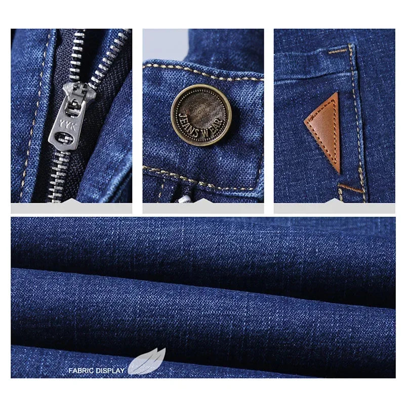 Fashion Men Jeans Stretch Straight Leg Casual Slim Fit Denim Pants Male Brand Luxury Design Business Classic Trousers Large Size