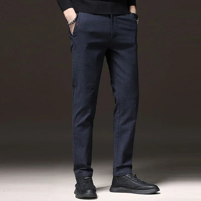 New Men Classics Business Pants Male Cotton Stretch Ankle Length Pants Slacks Skinny Straight Leg Trousers