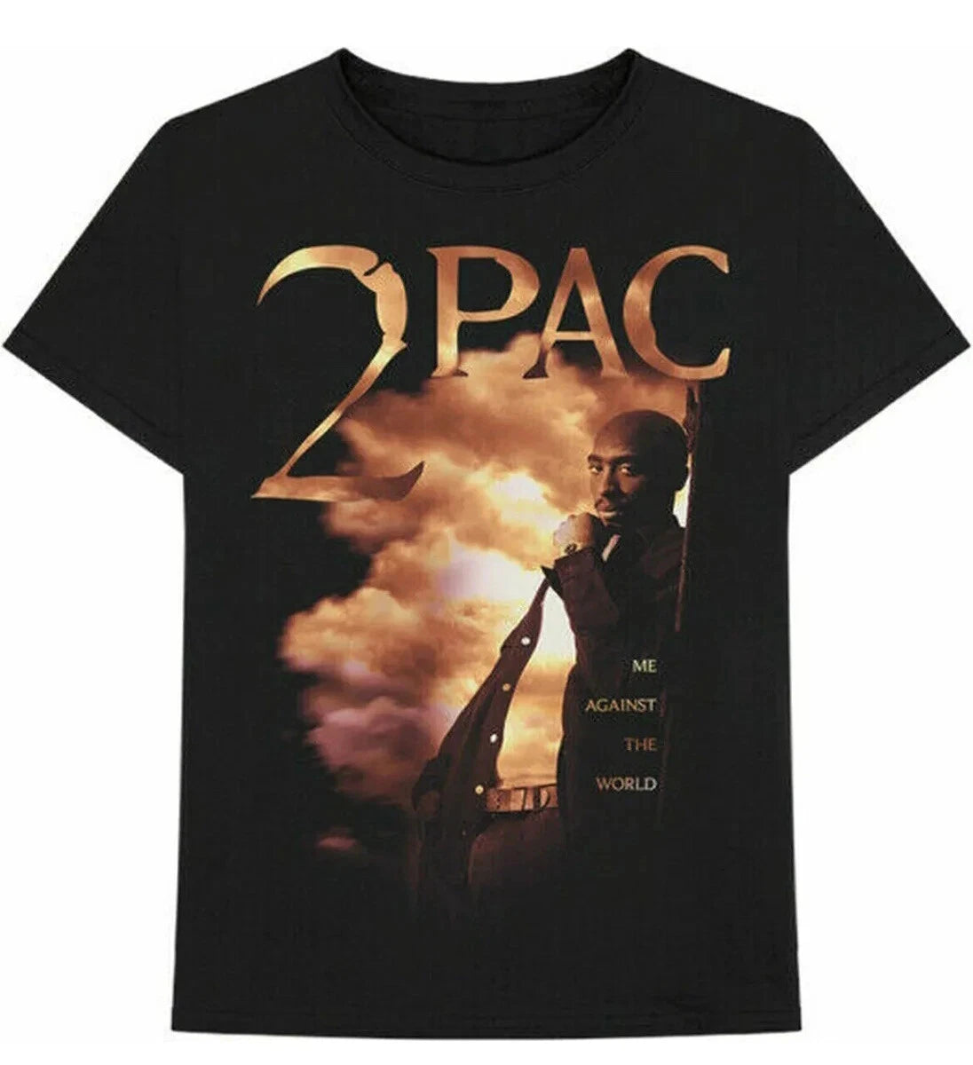 Tupac Hip Hop T-Shirt-2pac Middle Finger Prayer Against World Summer New Men's Women's Retro Fashion T-Shirt