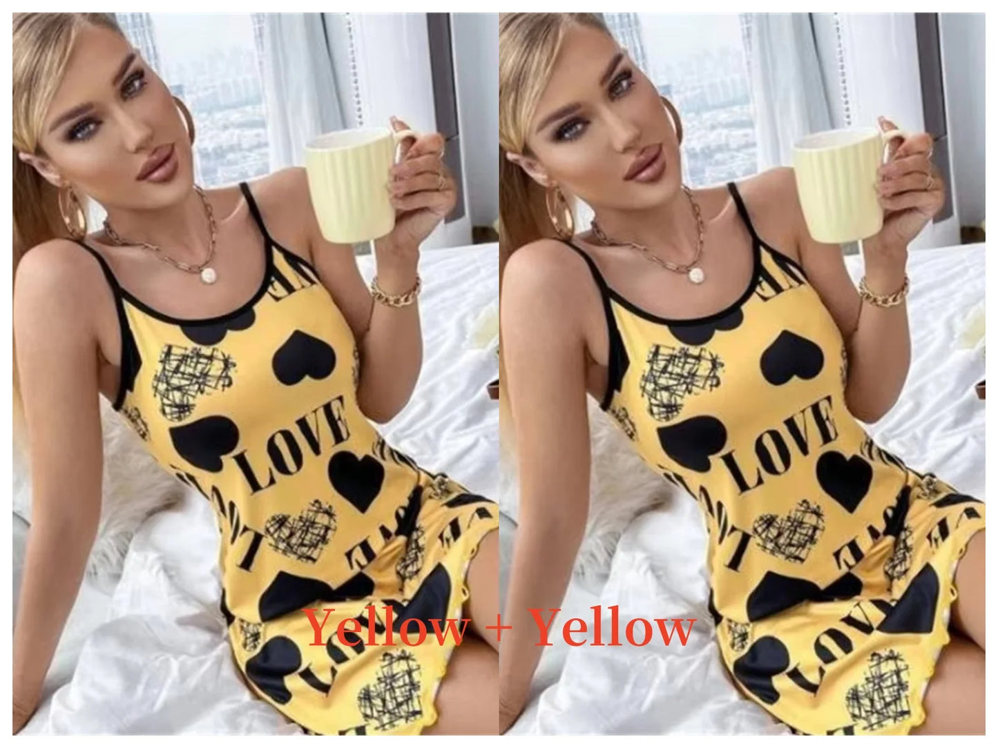Summer New Women's Nightgown Beauty Back Thin Section Of Home Wear Sexy Halter Short Skirt Love Cartoon Cute Printing Pajamas