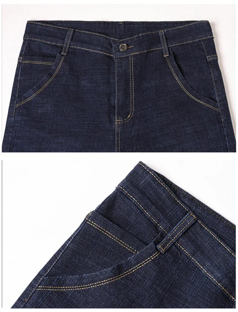 Fashion Men Jeans Stretch Straight Leg Casual Slim Fit Denim Pants Male Brand Luxury Design Business Classic Trousers Large Size