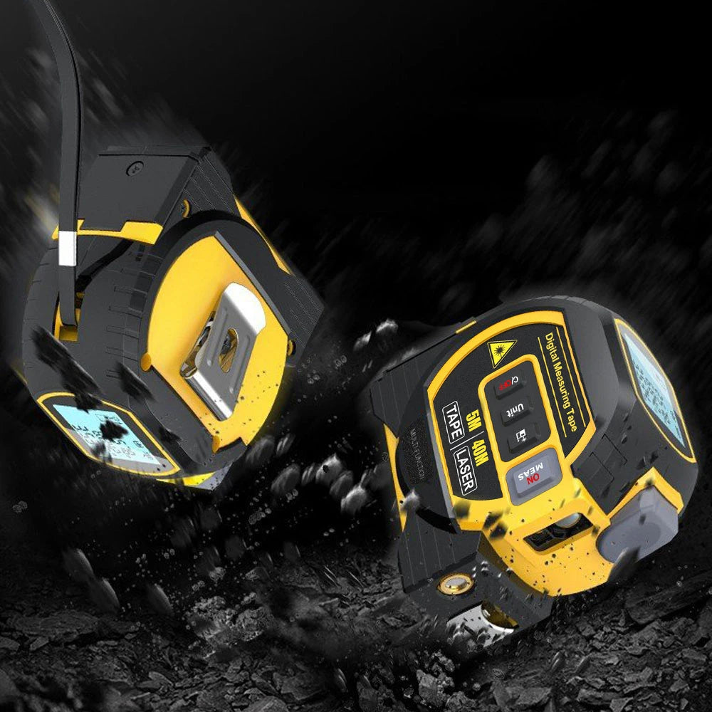 3 in 1 Laser Rangefinder 5m Tape Measure Ruler LCD Display with Backlight Distance Meter Building Measurement Device