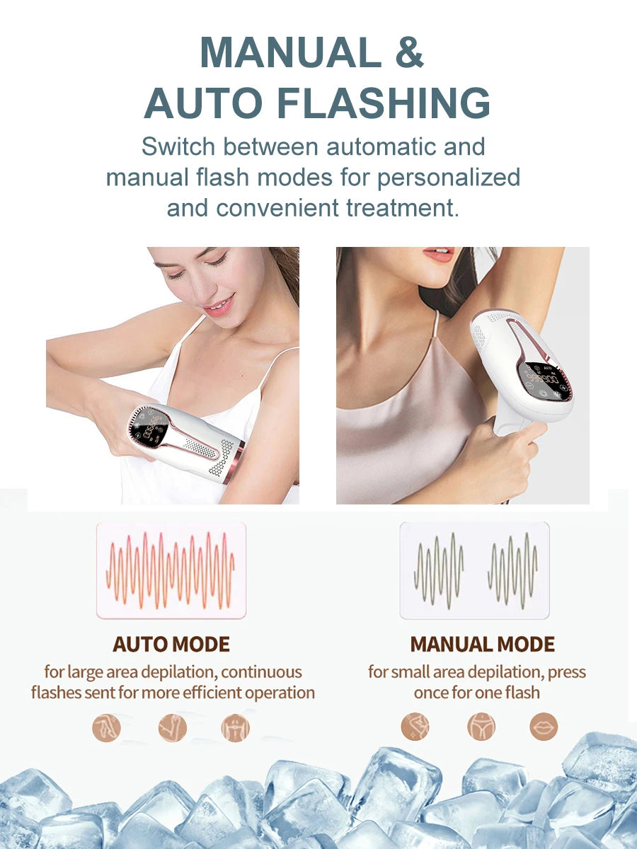 Upgraded Laser Hair Removal Cooling 3in1 At-Home Rejuvenation Acne Remove Painless Permanent Hair Remove for Women IPL Epilator
