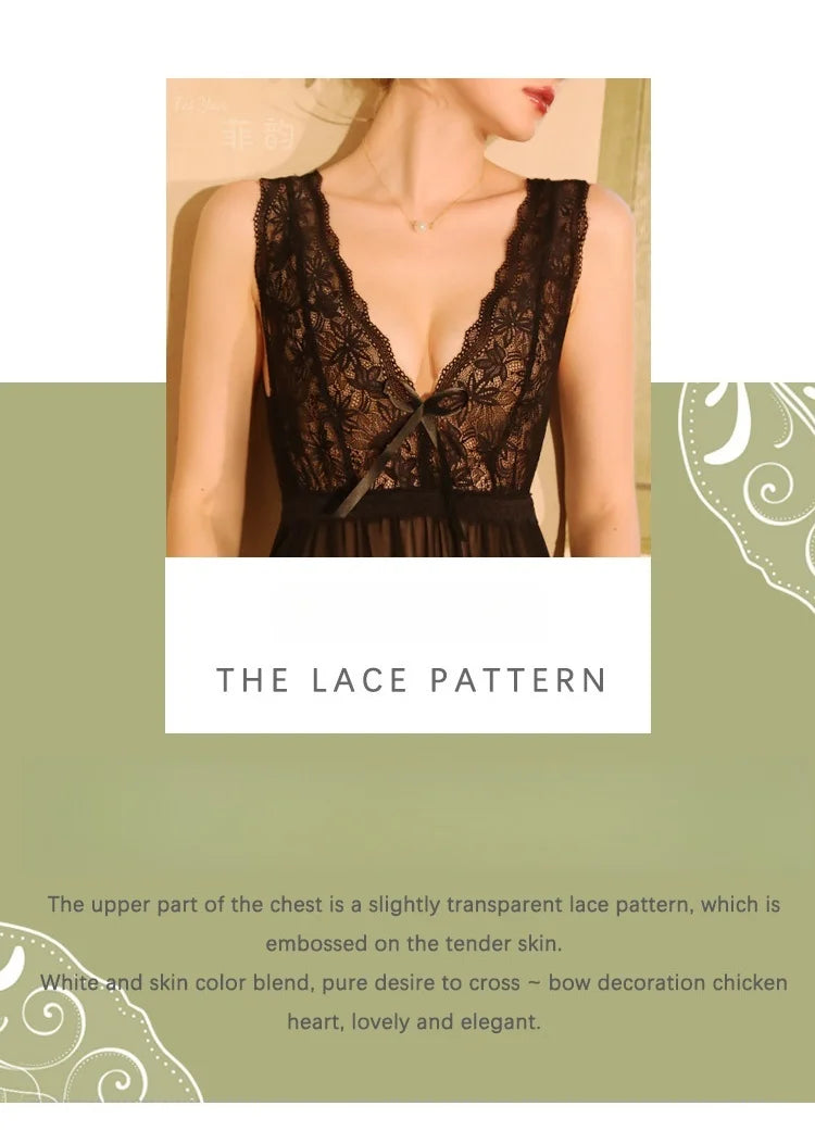 2025 Sheer Mesh Chemise Nightgown Adjustable Straps Full Length Lingerie Set Comfort Stretch Women Sleepwear Night Dress Woman