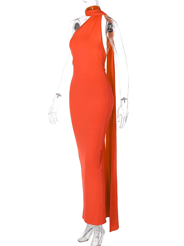 Ladies Summer Elegant Evening Party Dress For Women Sleeveless Backless Halter Sexy Long Dresses Woman Clothes Birthday Clubwear