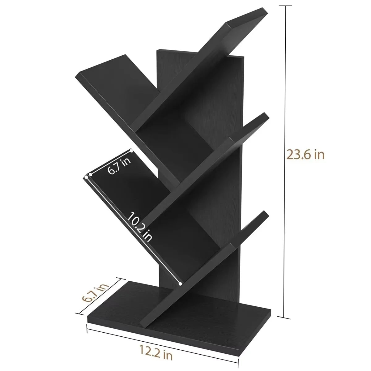 4 Tier Floor Standing Bookcase for CDs/Magazine/Books,Small Book Organizer for Bedroom,Living Room,Office, 4-Tier Tree Bookshelf