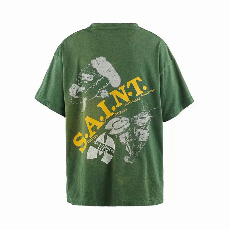 Pay Money To My Pain Saint T-Shirt Men Women Best Quality Oversized 100% Cotton Tee Tops Vintage Washed Black Graphics T Shirt