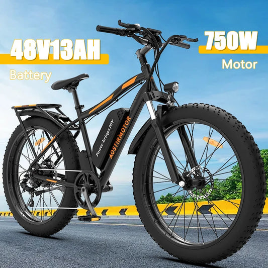 AOSTIRMOTOR All terrain S07-B 48V 13Ah Lithium Battery 750W Motor Ebike Mountain Bicycle Off-road Adult 26 Inch electric bike
