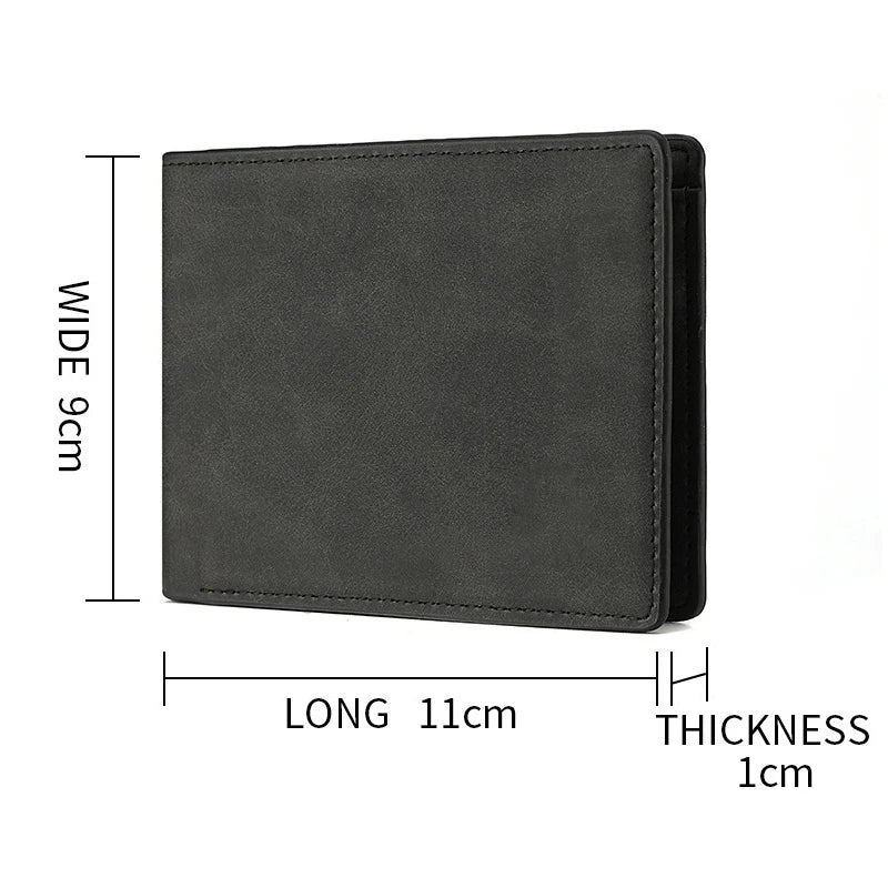 Men's Genuine PU Leather Wallet - Short Vintage Zipper Design with Money Clip, Soft Business Wallet for Students