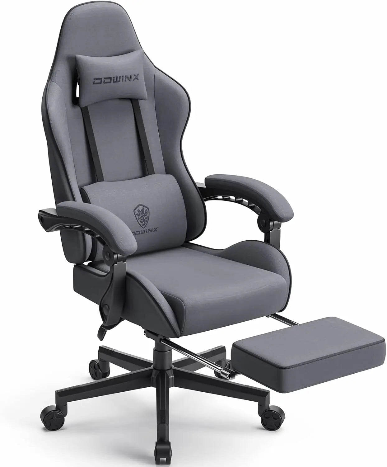 Dowinx Gaming Chair Fabric with Pocket Spring Cushion,Game Chair Cloth with Headrest, Ergonomic Computer Chair with Footrest
