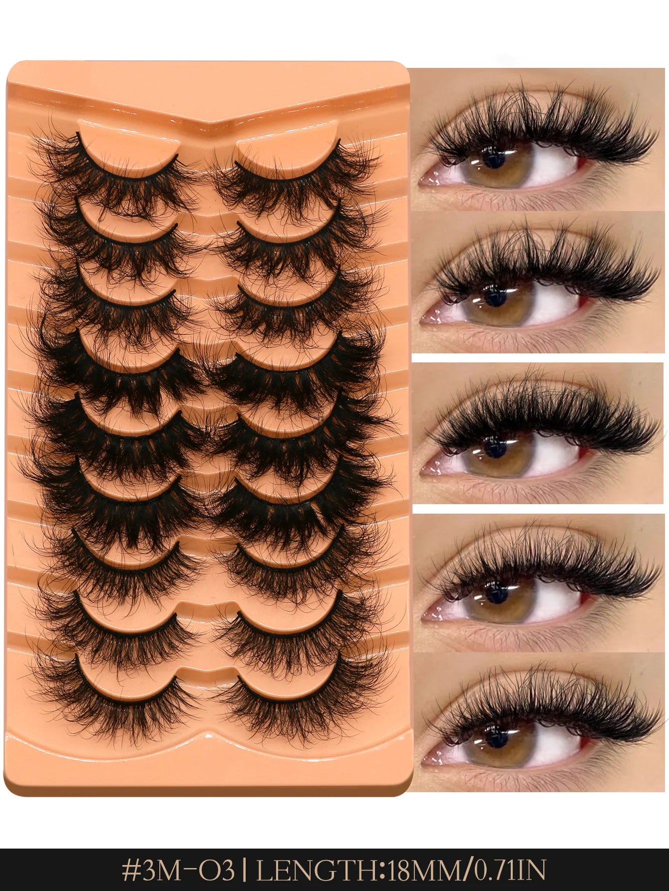 GROINNEYA Cat Eyelashes Fluffy 3D Mink Eyelashes Natural Look False Lashes for Daily Party Wedding Lightweigh Reusable Makeup