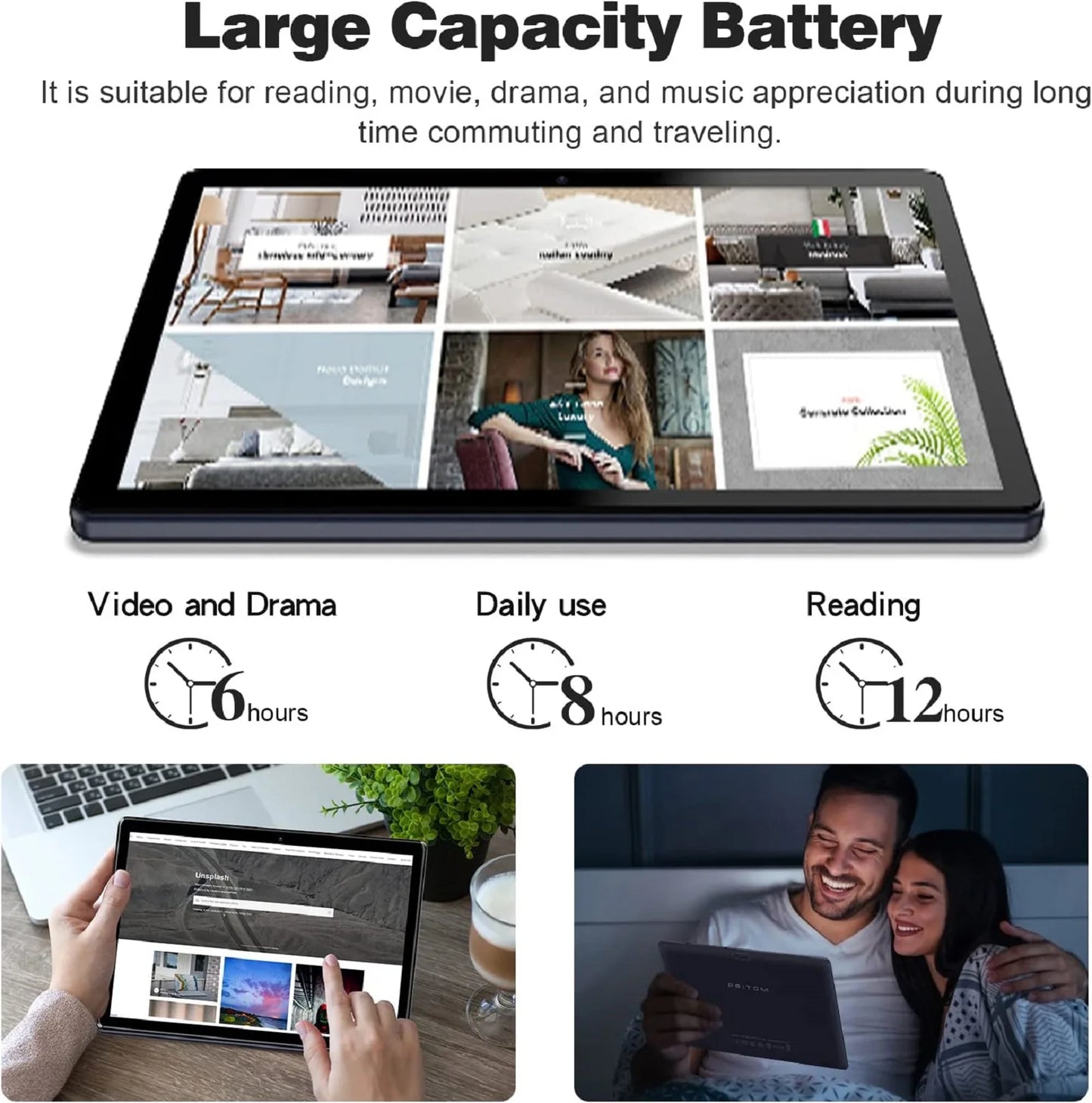 PRITOM Android 10 Tablet 10.1 Inch 2GB RAM 64GB ROM Quad Core Processor HD IPS Screen 8.0 MP Rear Camera WiFi
