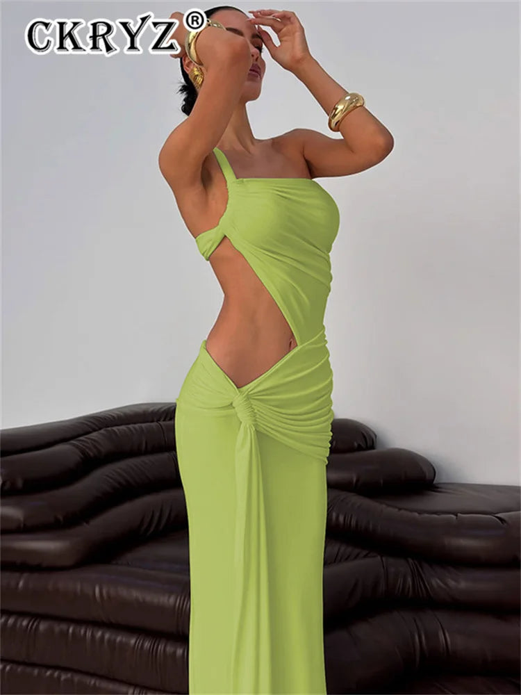 Ladies Summer Elegant Evening Party Dress For Women Sleeveless Backless Hollow Out Sexy Long Dresses Woman Birthday Clubwear