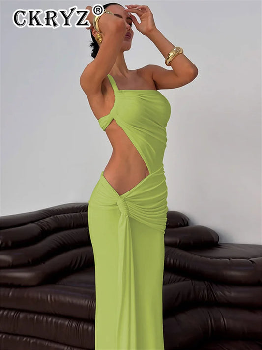 Ladies Summer Elegant Evening Party Dress For Women Sleeveless Backless Hollow Out Sexy Long Dresses Woman Birthday Clubwear