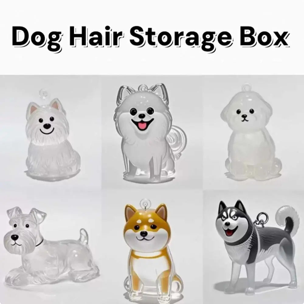 Cartoon Dog Shape Dog Hair Storage Box Transparent Hair Grooming Pet Hair Keychain DIY Handmade Keyring Puppy Pendants Backpack