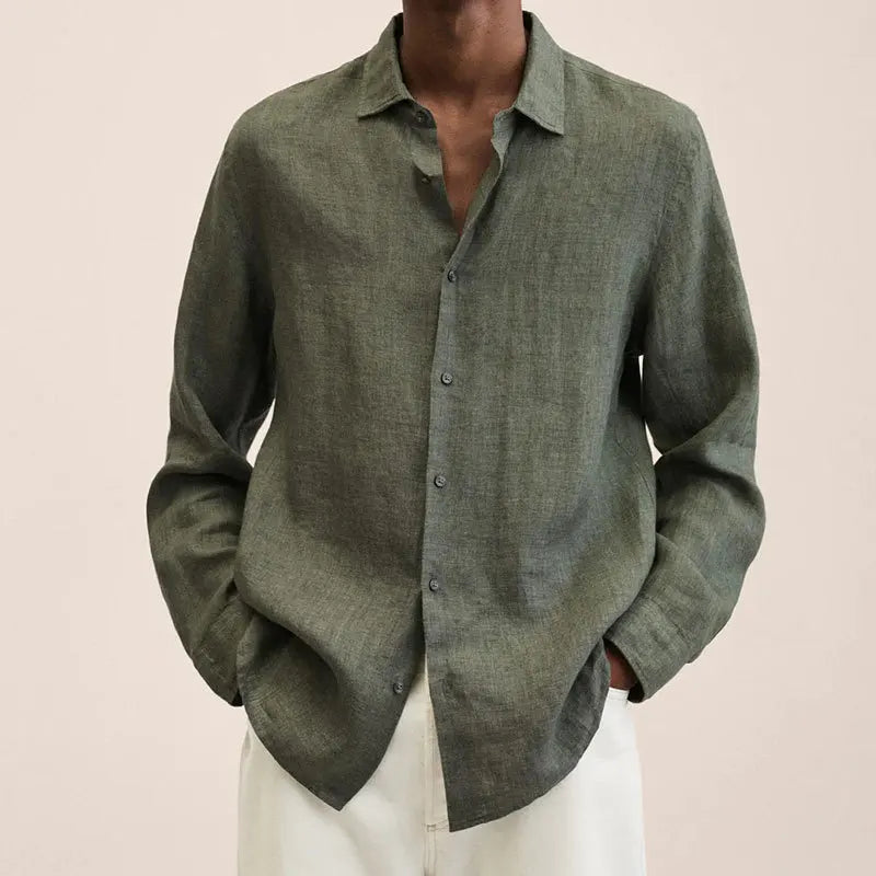 Oversized S-5XL Men Cotton Linen Blouse Tops Summer Spring Turn Down Collar Long Sleeve Office Work Blouse Shirts SZE-ST22071