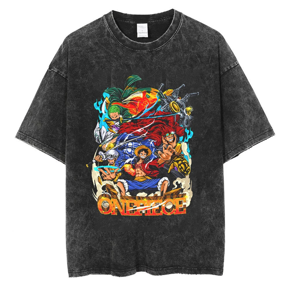 Men Streetwear Tshirt Hip Hop Oversized One Piece Graphic Print Retro T-Shirt Harajuku Summer Short Sleeve T Shirt Cotton Tops